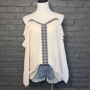 PLEIONE Boho Drop Shoulder Longsleeve Blouse Women’s Size XL